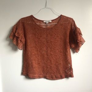 Forever 21 Ruffled Lace Rust Shirt